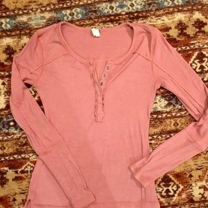 Thermal pink Free People shirt